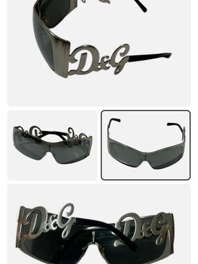 D&G Silver and Black Logo Shield Sunglasses